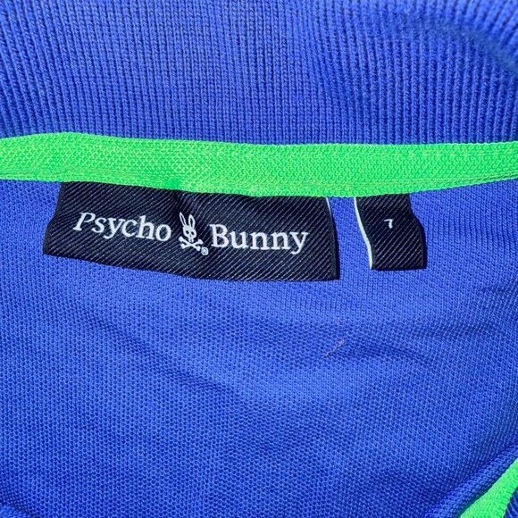 Psycho Bunny Mens Dazzling Blue Twin Tipped Pique Short Sleeve Polo Shirt Size 7 - Picture 3 of 5